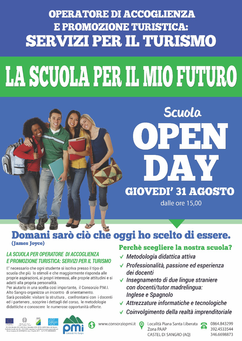 Servizi per il Turismo: scuola open day operatore accoglienza promozione turistica pmi Castel di Sangro