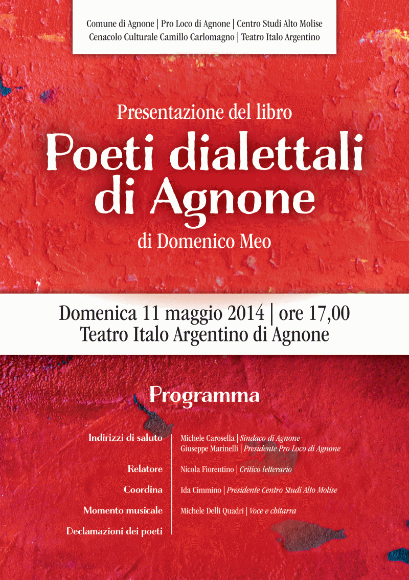 Cultura, Domenico Meo presenta i "Poeti dialettali di Agnone"