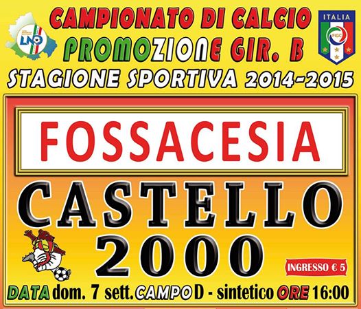 Ecco il calendario del campionato di promozione del Castello 2000