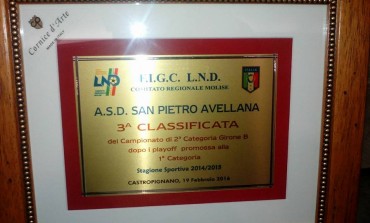 Festa del calcio molisano, premiata  l'Asd San Pietro Avellana