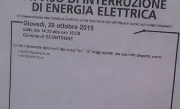 Scontrone, temporanea interruzione dell'energia elettrica