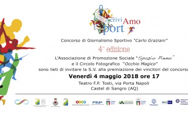 "ScriviAMO lo sport", il 4 maggio la premiazione dei vincitori a Castel di Sangro