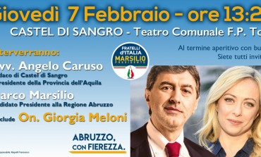 Regionali, comizio di Giorgia Meloni al teatro Tosti di Castel di Sangro