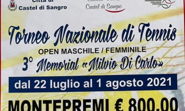 Torneo Open Nazionale di Tennis a Castel di Sangro, domenica 1 agosto la finale