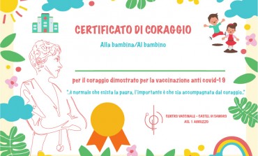 Bambini vaccinati ricevono il Certificato di Coraggio a Castel di Sangro