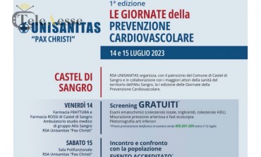 Castel di Sangro: "Le giornate della Prevenzione Cardiovascolare" screening gratuito il 14 e 15 luglio