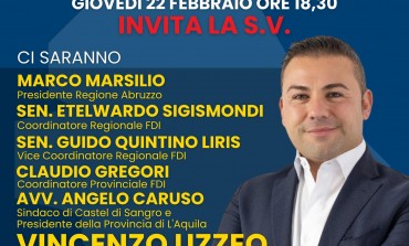 Regionali 2024: Castel di Sangro, Marco Marsilio a sostegno di Vincenzo Uzzeo in Piazza Plebiscito