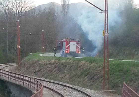 Ateleta, incendio sulla Sangrina.