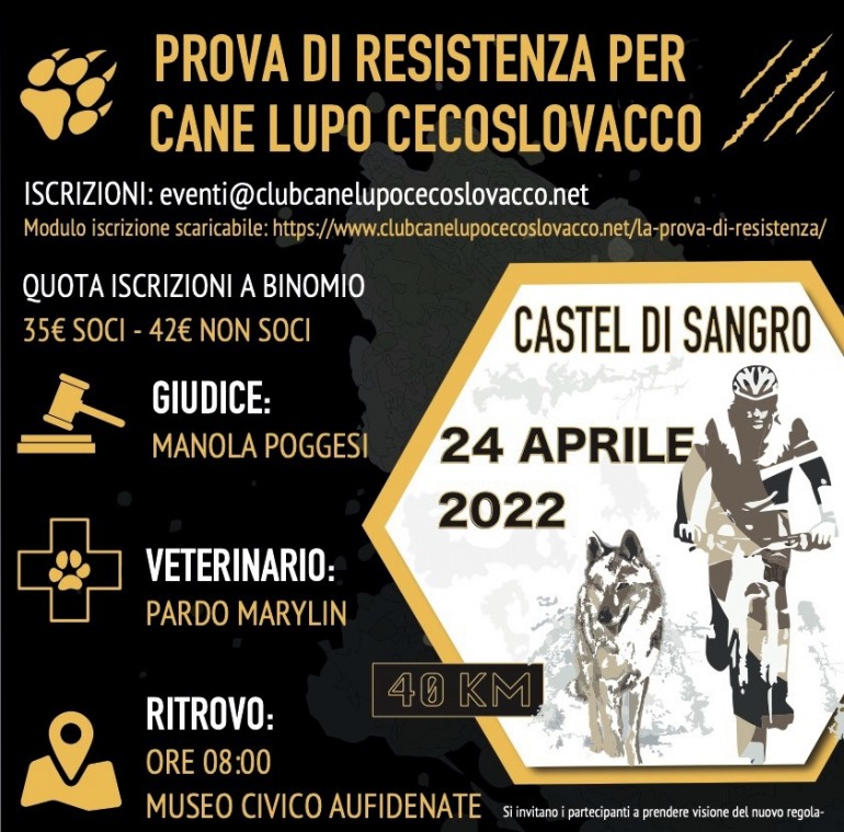 Cane Lupo Cecoslovacco, Castel Di Sangro ospita la prova di resistenza ENCI