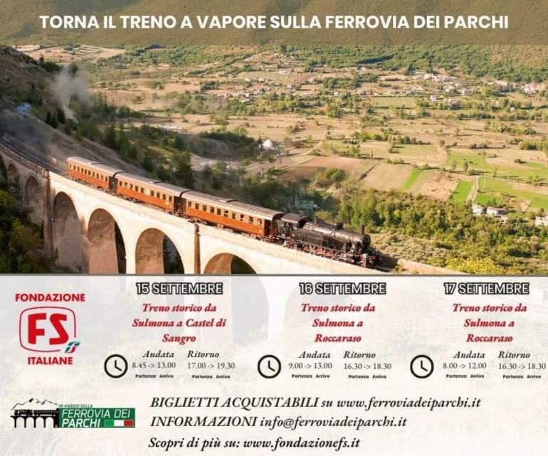 Arriva il Treno a Vapore a Castel di Sangro e Roccaraso, uno dei viaggi ferroviari più attesi