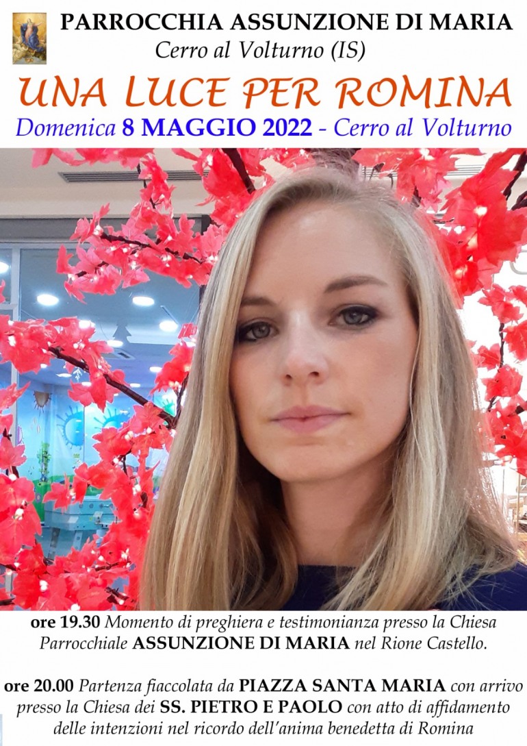 Fiaccolata per Romina De Cesare, Domenica 8 maggio 2022 dalle ore 19.30