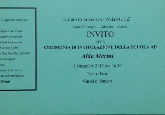 Castel di Sangro, cerimonia d'intitolazione dell'Istituto Comprensivo ad "Alda Merini"