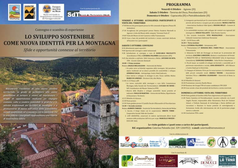 L’identità territoriale per lo sviluppo sostenibile: meeting nazionale in Alto Molise dal 4 al 6 ottobre