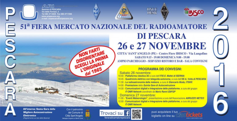 Città Sant’Angelo, 51^ fiera mercato del radioamatore: 26 – 27 novembre