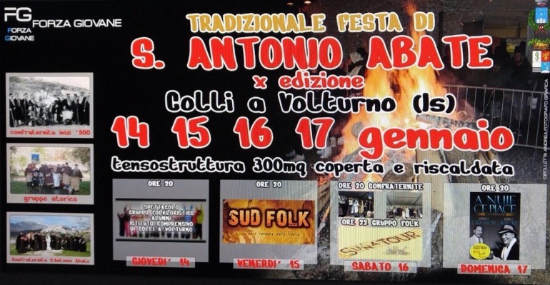 Colli a Volturno, 4 giorni di festa per Sant’Antonio abate