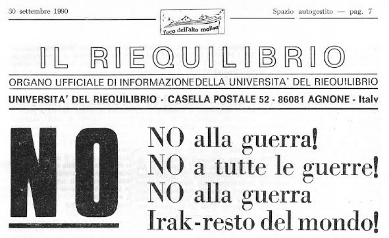 Agnone: “No alla guerra in Siria e Iraq, No a tutte le guerre”, grida l’Università del Riequilibrio