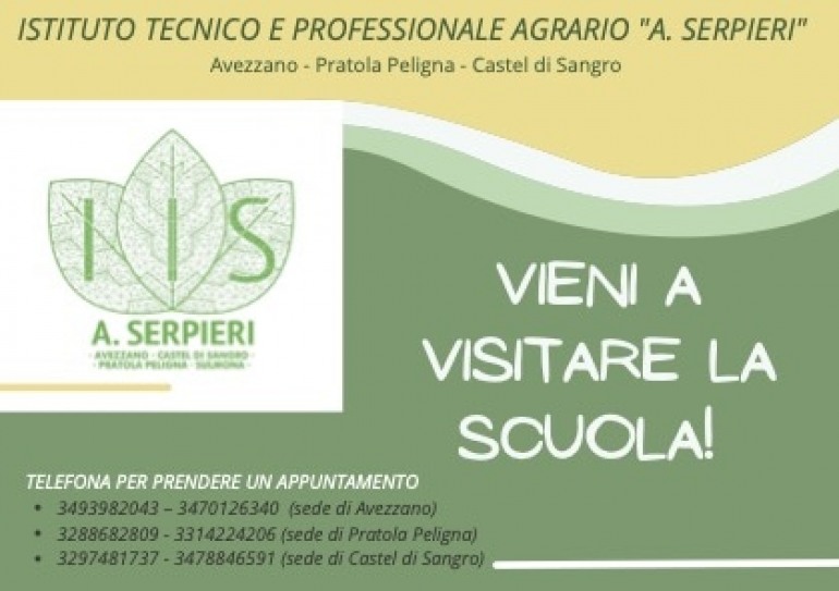 Nuove giornate di Open Day all’Istituto Agrario “A. Serpieri” 25, 26 ,27, e 28 gennaio