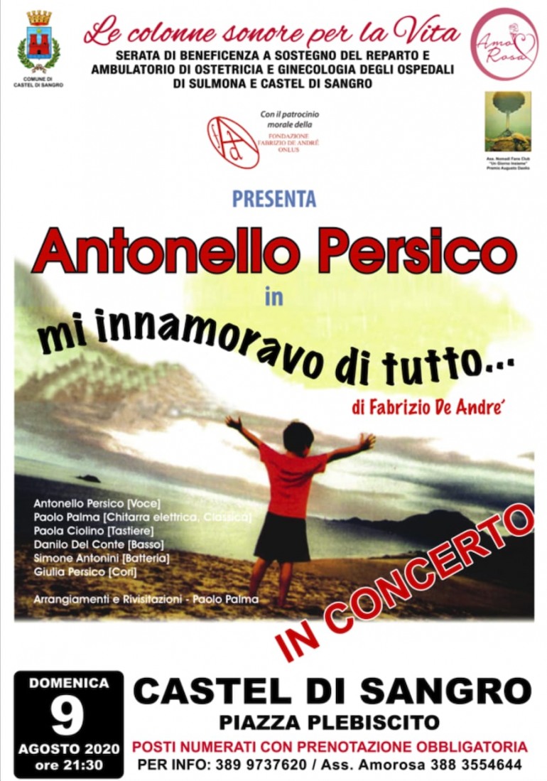 Castel di Sangro, domenica 9 agosto tributo a Fabrizio De Andrè