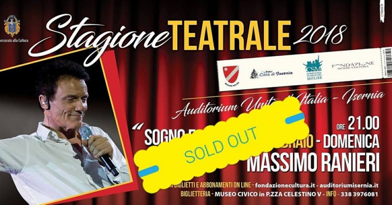 Massimo Ranieri fa “sold-out” per lo spettacolo all’Auditorium d’Isernia