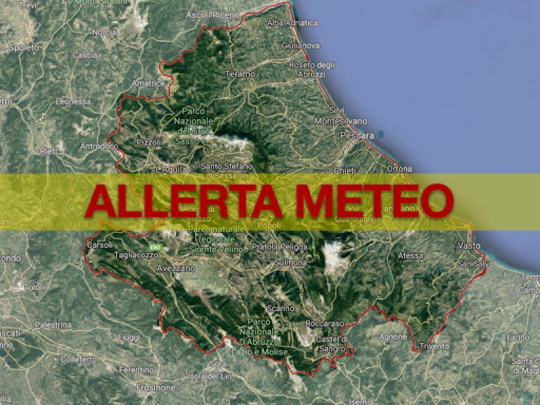 Allerta rossa Abruzzo, precipitazioni intense e criticità previste sull’Italia