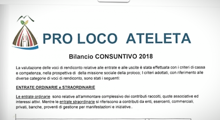 La Pro Loco di Ateleta pubblica il bilancio, la crescita è del 247%