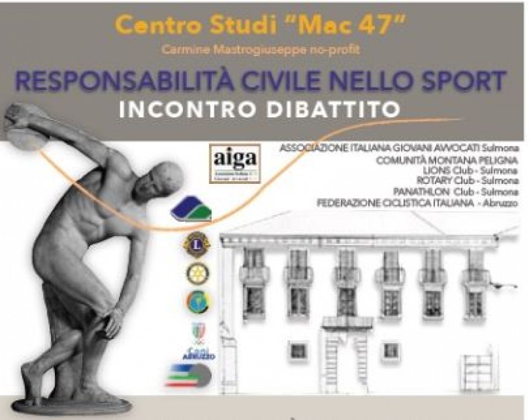 Responsabilità civile nello sport, al via il convegno a Sulmona