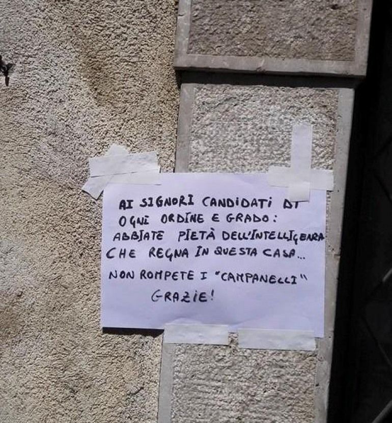 Amministrative 2015, famiglia sangrina avvisa i candidati: “Non rompete i c..ampanelli”