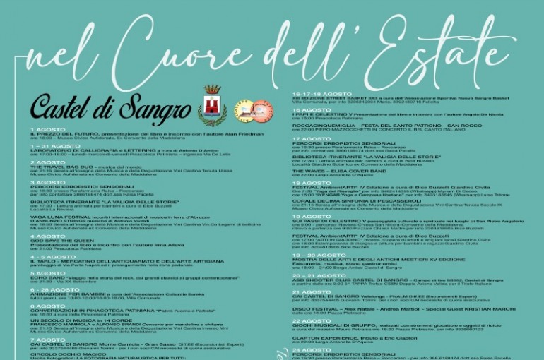 Cosa fare a Castel di Sangro, il calendario degli eventi di agosto “Nel Cuore dell’Estate”