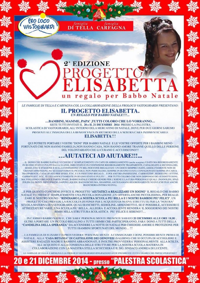 Natale a Vastogirardi significa solidarietà: torna il progetto ‘ Elisabetta’