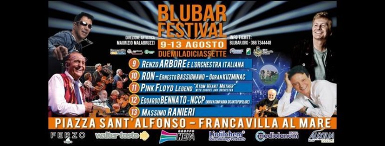 Francavilla al mare, Blubar Festival cambia location: 9 – 13 agosto piazza sant’Alfonso