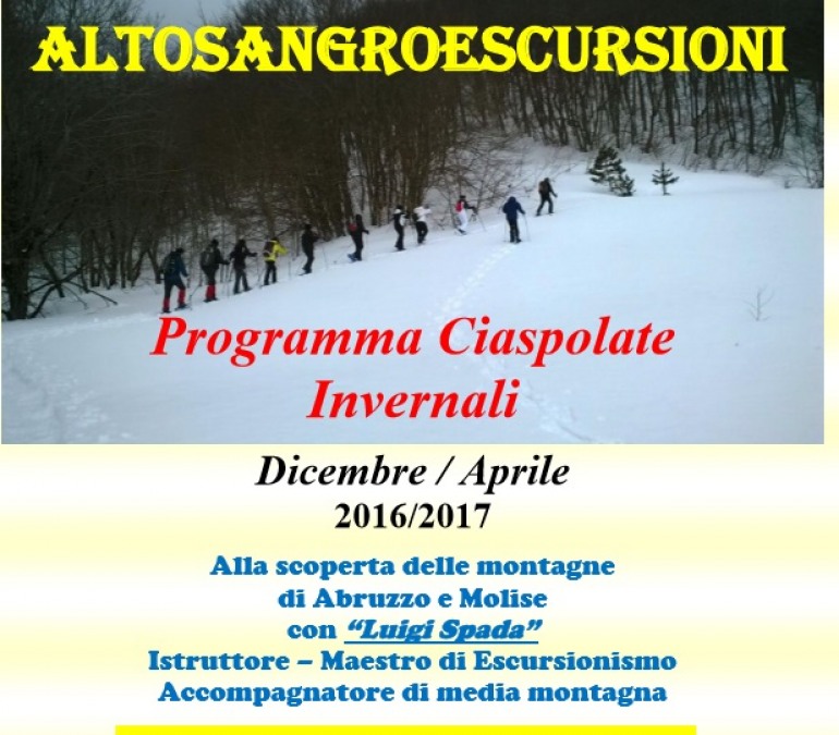 Ecco il calendario delle ciaspolate invernali di Altosangro Escursioni