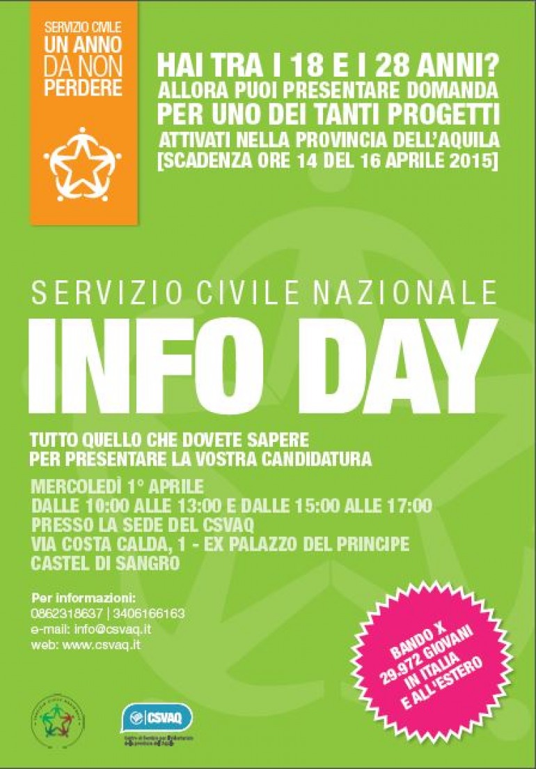 ‘Info day’ a Castel di Sangro del Csvaq