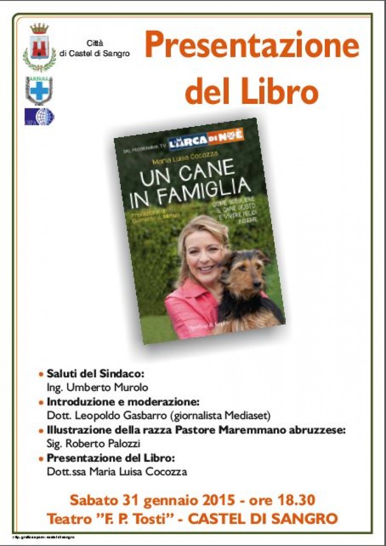 Dal Tg 5 a Castel di Sangro, Maria Luisa Cocozza presenta ‘Un cane in famiglia’