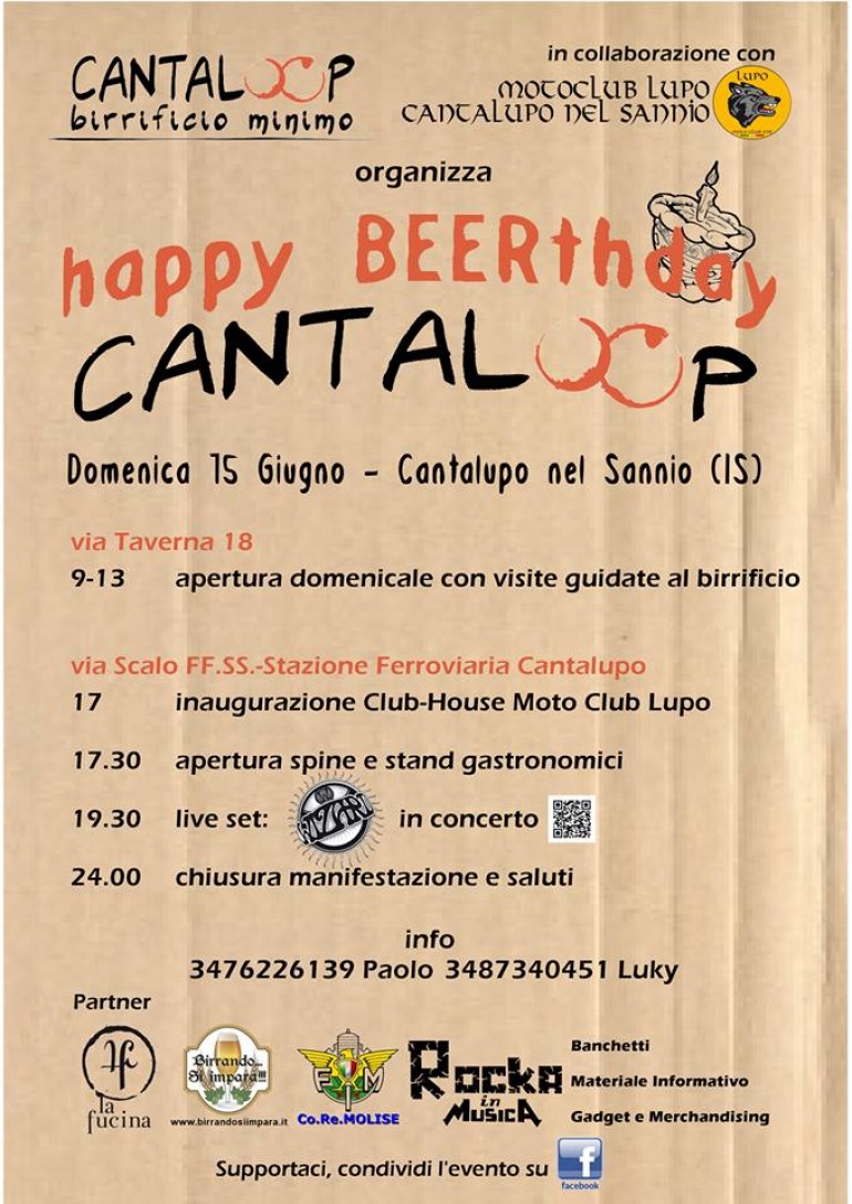 “Cantaloop” il birrificio del Matese festeggia il primo anno di vita. Happy beerthday e grande festa!