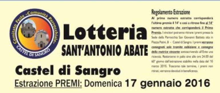 Lotteria Sant’Antonio Abate,  estratti  e premi