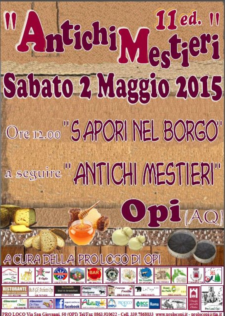 Opi, terra di “Antichi Mestieri”. Sabato 2 maggio, la XI edizione