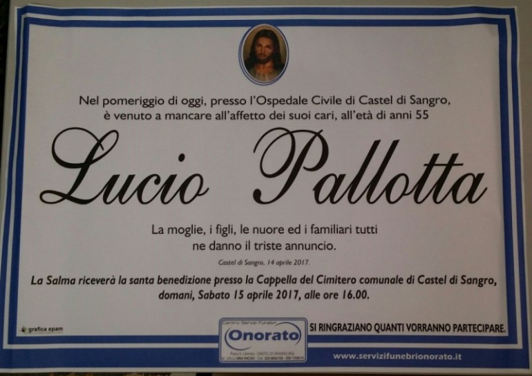 Necrologio – Castel di Sangro, si è spento improvvisamente Lucio Pallotta