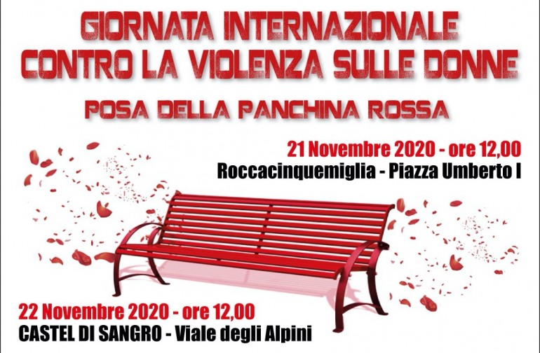 Panchina Rossa, il simbolo contro la violenza sulle donne anche a Castel di Sangro