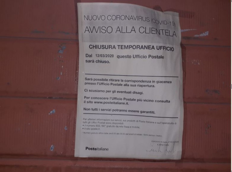 Poste Italiane chiude l’ufficio a Villa San Michele: anziani senza pensione, senza spesa e con le utenze scadute