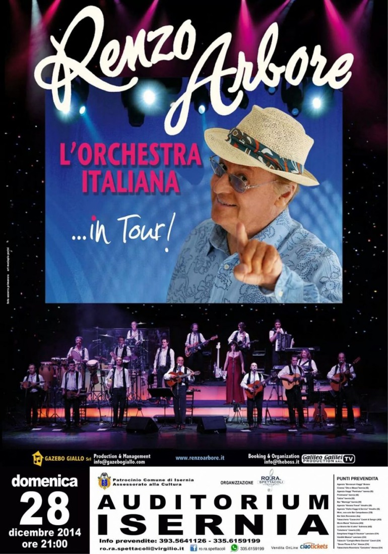 Isernia: Renzo Arbore e l’Orchestra Italiana all’auditorium