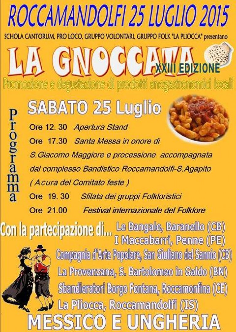 Roccamandolfi,  domani “gnoccata” e gruppi folk