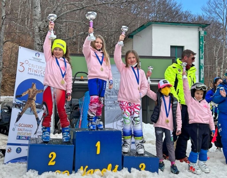 Sci Club Roccaraso sale sul podio con Gaia e Daniel Oddis nel Gigante Mini Sci