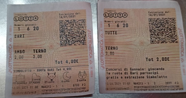 Sogna i numeri al Lotto e vince un terno secco, oltre 10.000 euro