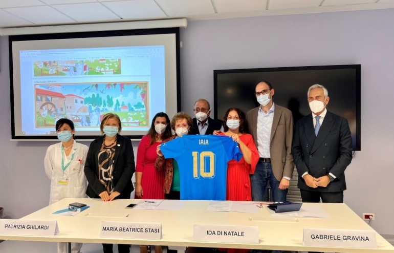 Gravina per ‘Il Sogno di Iaia’ all’Ospedale Papa Giovanni XXIII di Bergamo: “Il calcio è un veicolo di gioia”