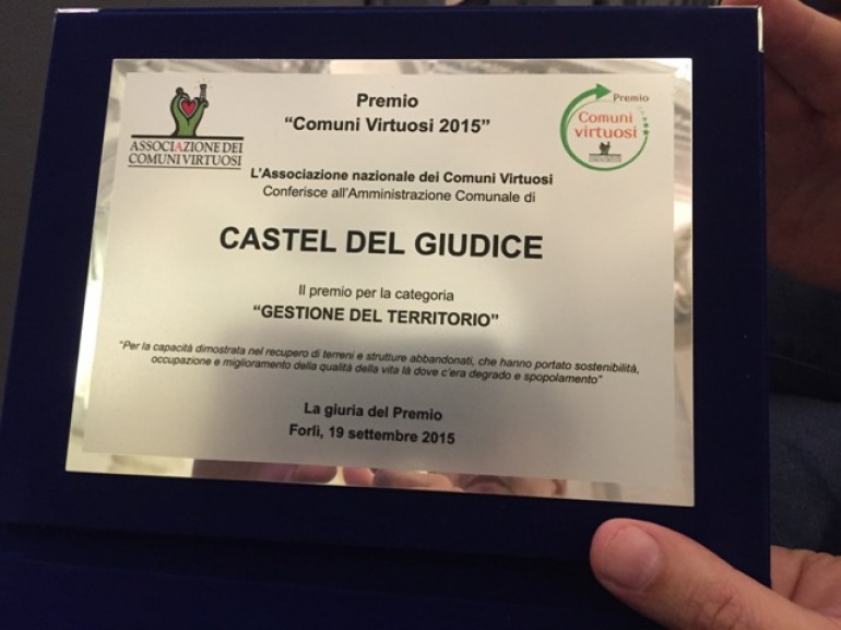 Premio comuni virtuosi, Castel del Giudice sul podio per la “Gestione del territorio”