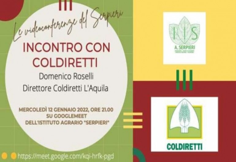 Google Meet, Coldiretti in videoconferenza con l’Istituto Tecnico e Professionale Agrario “A. Serpieri”