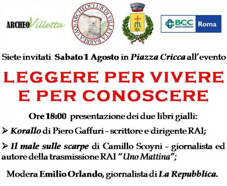 Villetta Barrea, ospiti d’eccezione all’evento “leggere  per vivere e conoscere”